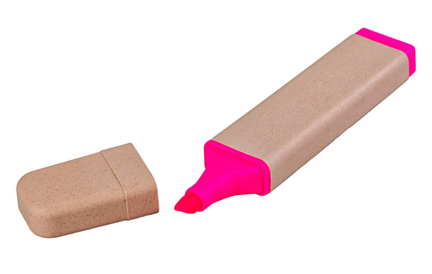 Pink highlighter over a white background - Photo, Image
