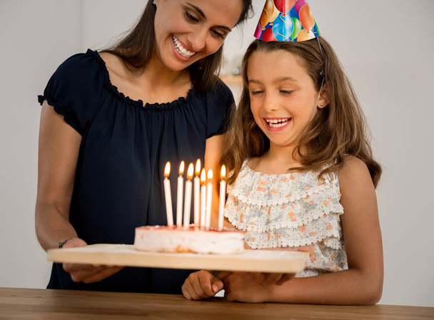 Birthday party girl with mom - Photo, Image