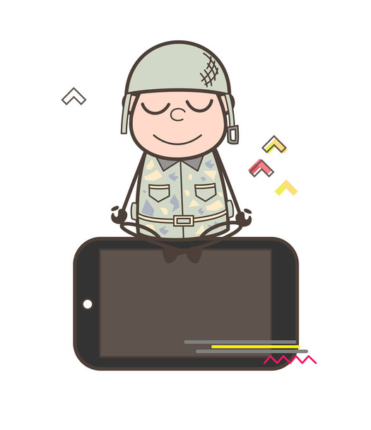 Cartoon Army Man concentrandosi sull'illustrazione vettoriale mobile
 - Vettoriali, immagini
