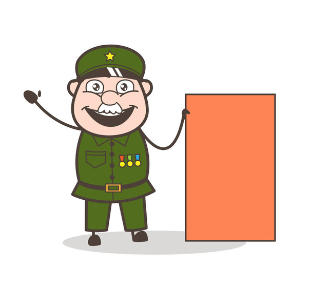 Γελοιογραφία στρατού άνδρας με εικονογράφηση διάνυσμα Banner κενό - Διάνυσμα, εικόνα