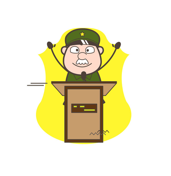 Γελοιογραφία άνθρωπος Στρατού ανακοινώνει στην εικονογράφηση διάνυσμα συνάντηση - Διάνυσμα, εικόνα