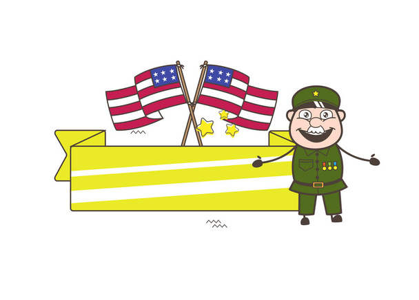 Americká armáda se stařec s námi vlajky a Banner vektorové ilustrace - Vektor, obrázek