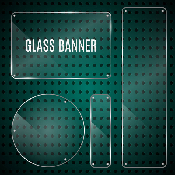 Set of transparent blank glass panels - Vektör, Görsel