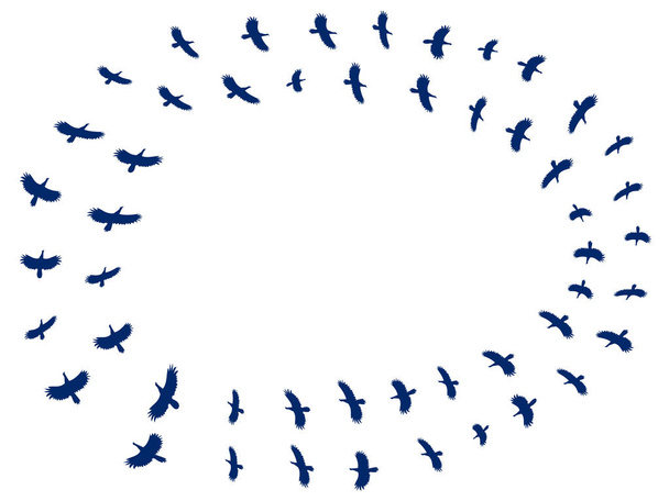 Flock birds. Silhouettes of birds on a white background. Vector illustration - Vector, Image
