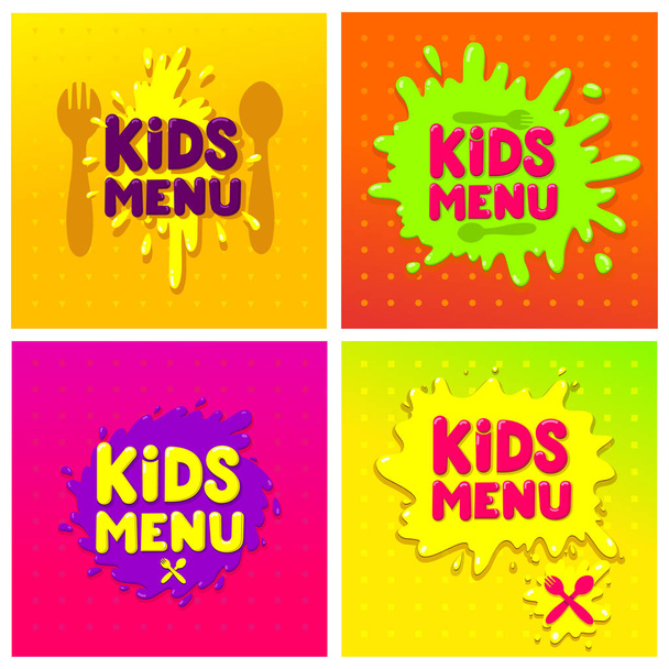 Set of Kids Menu värikäs bannerin suunnittelu. Vektorikuvitus. Eristetty valkoisella taustalla. Suunnitteluasi varten
 - Vektori, kuva