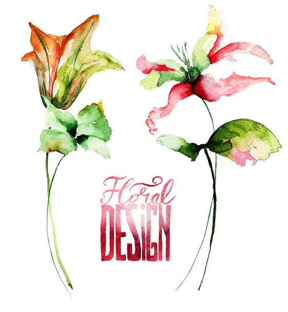 Template for card with wild flowers with title Floral design - Foto, Imagen