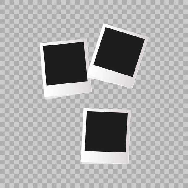 Square frame template. White plastic border on a transparent background. Vector illustration.Photorealistic Vector EPS10 Retro Photo Frame Template. - Vector, Image