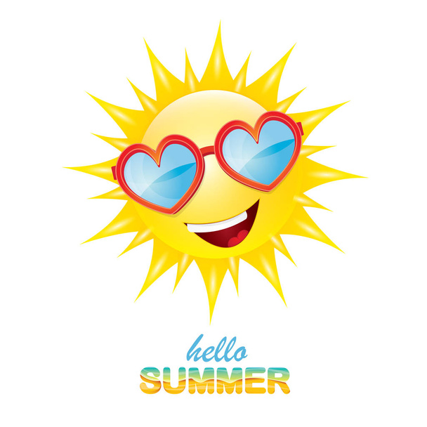 vector hello summer label with smiling shiny sun - ベクター画像