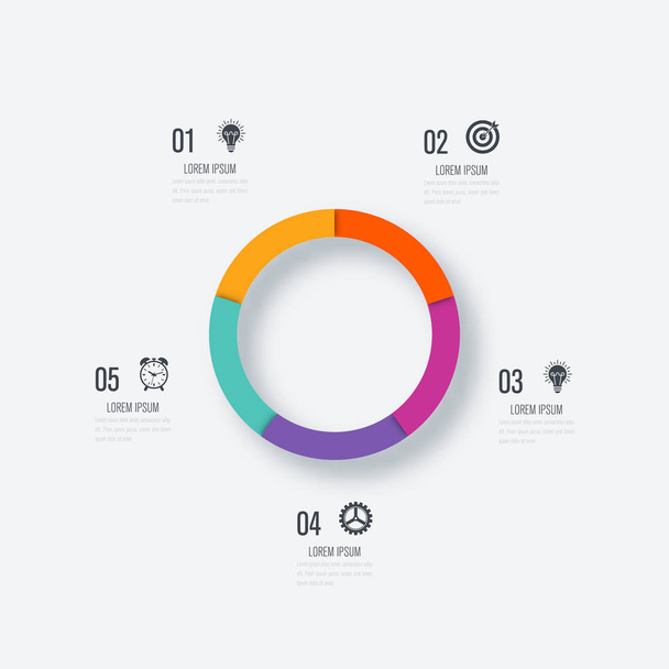 Infographics template 5 options with circle - Vecteur, image