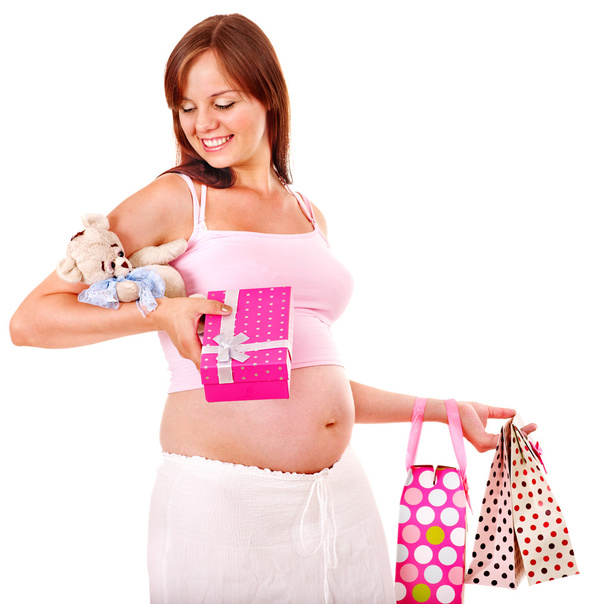Pregnant woman with shopping bag. - Photo, Image