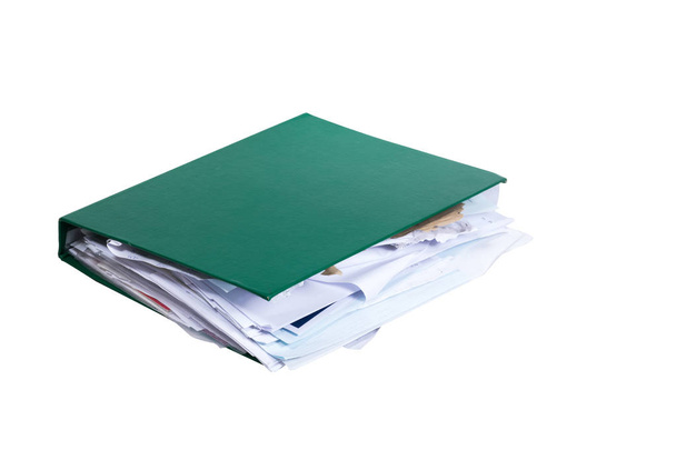 Wybrzuszenia zielony binder wypełnione formalności - Zdjęcie, obraz