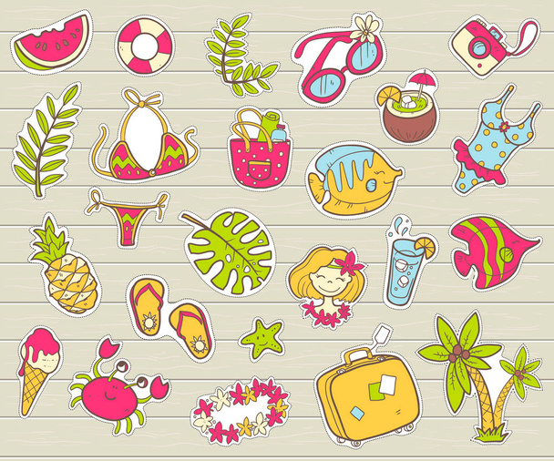 summer stickers collection - Vektor, obrázek