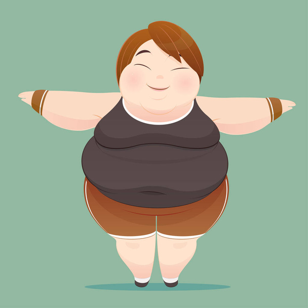Character of an overweight woman dressed - Vector, Image