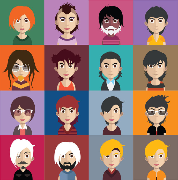 aantal vrouwelijke en mannelijke avatars - Vector, afbeelding