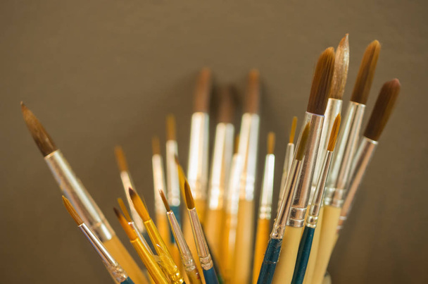Paint brushes in glass - Photo, Image