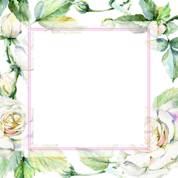 Wildflower rose flower frame in a watercolor style. - Photo, image