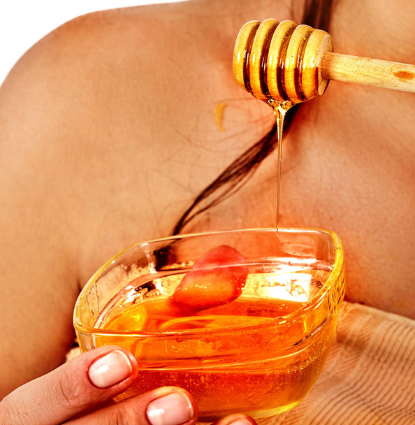 Honey facial mask with fresh fruits and honeycombs for hair . - Photo, Image