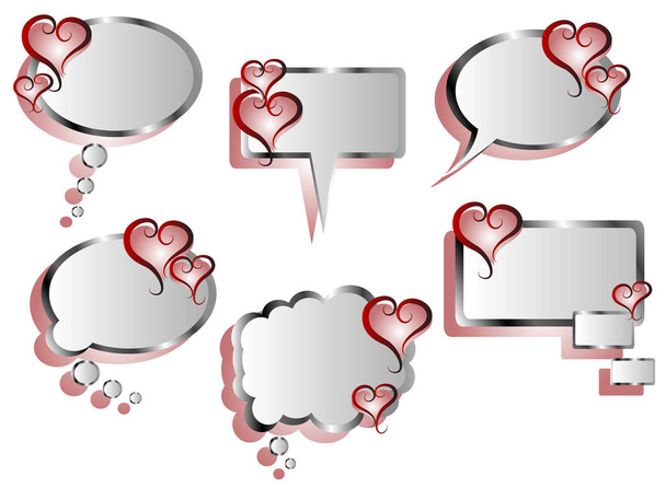 Speech bubbles with hearts - Vektor, obrázek