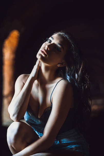 young sensual brunette woman - 写真・画像