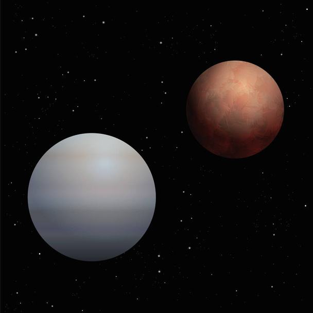 Wenus Mars Planet Cosmos czarne tło - Wektor, obraz