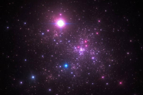 Fraktal ilustracja kolorowy wszechświata z shining gwiazd - Zdjęcie, obraz
