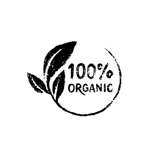100% organic  logo design - Vetor, Imagem