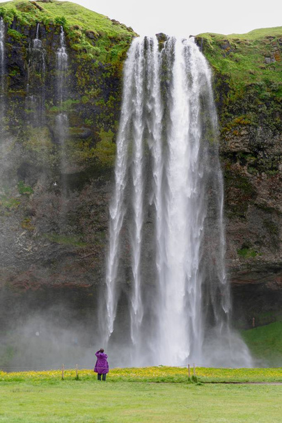 touristic attraction Saljalandsfos waterfall in southern iceland - Photo, Image