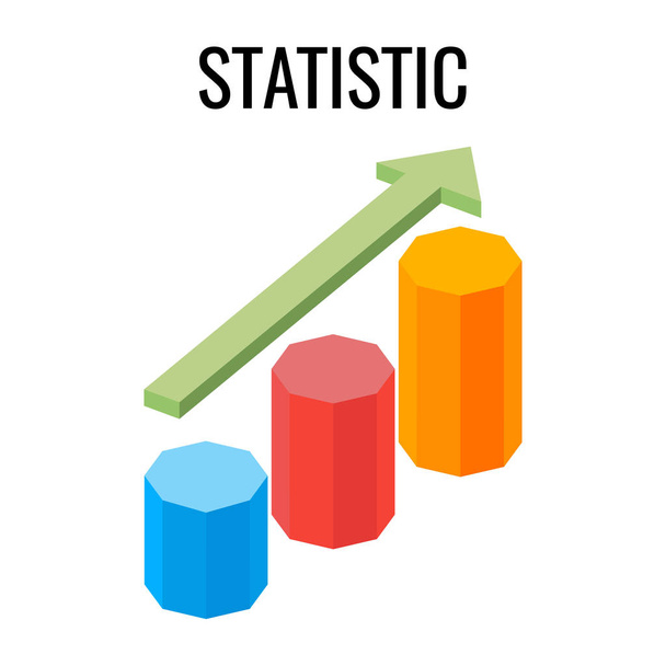 Graphique de croissance statistique avec flèche montant vecteur tridimensionnel
 - Vecteur, image
