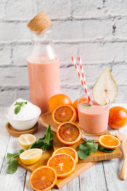 Blood oranges and smoothie drink - Photo, image