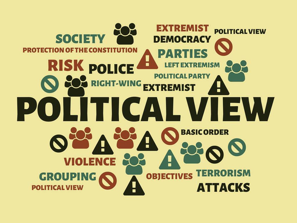 Politikai nézet - támogatás - képet a szavakkal társítva a téma szélsőségesség, word, kép, illusztráció - Fotó, kép