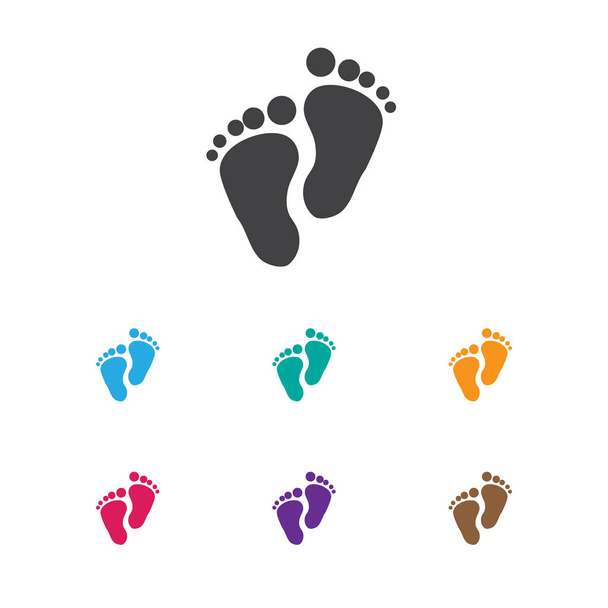赤ちゃんの足のステップ アイコンをシンボルのベクター イラスト。トレンディなフラット スタイルのプレミアム品質分離足跡要素. - ベクター画像
