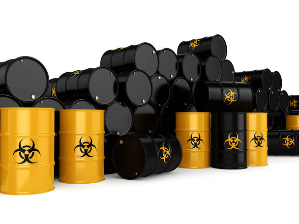 3D rendering biohazard barrels - Foto, Imagem