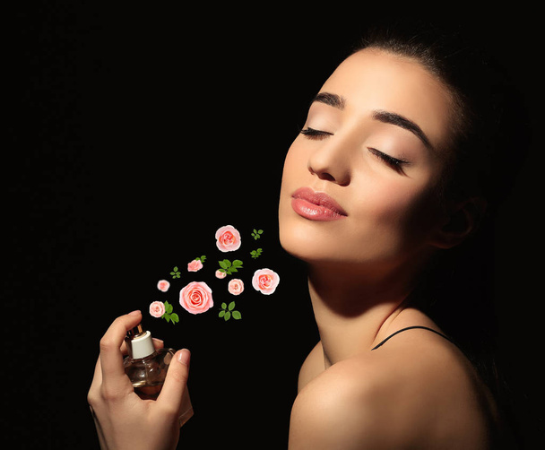 young woman spraying perfume - Foto, immagini