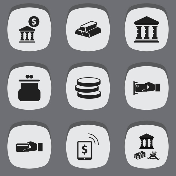 Készlet 9 szerkeszthető befektetési ikonok. Magában foglalja a jeleket, mint például az arany, megtakarítás, külsős jövedelem és így tovább. Lehet használni a Web, mobil, Ui és Infographic Design. - Vektor, kép