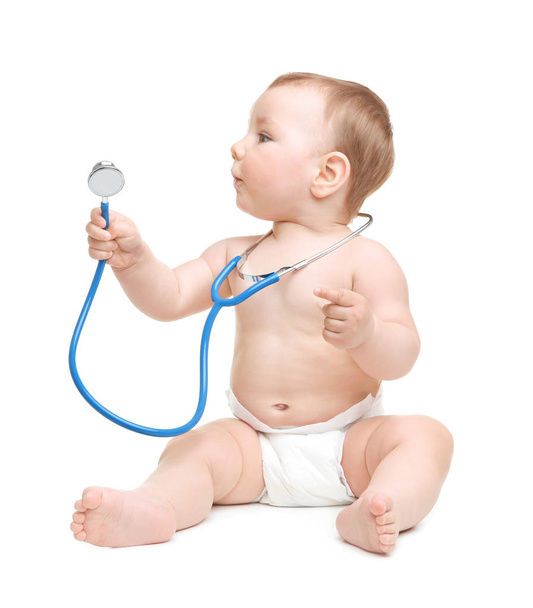 Cute little baby with stethoscope  - Foto, Bild