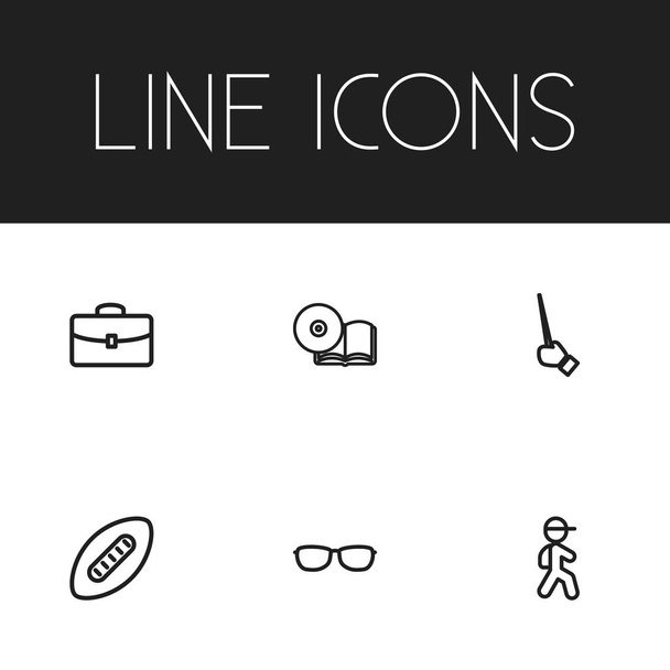 Set von 6 editierbaren Teach Outline Icons. umfasst Symbole wie Brille, Etui, Hand. kann für Web-, Mobil-, UI- und Infografik-Design verwendet werden. - Vektor, Bild