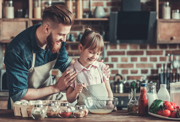 Dad and daughter cooking - Photo, Image