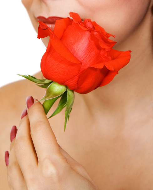 Red rose and the woman - Foto, Imagen