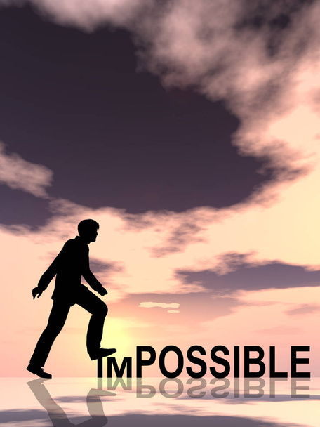 silueta de hombre de negocios en el texto imposible
 - Foto, Imagen