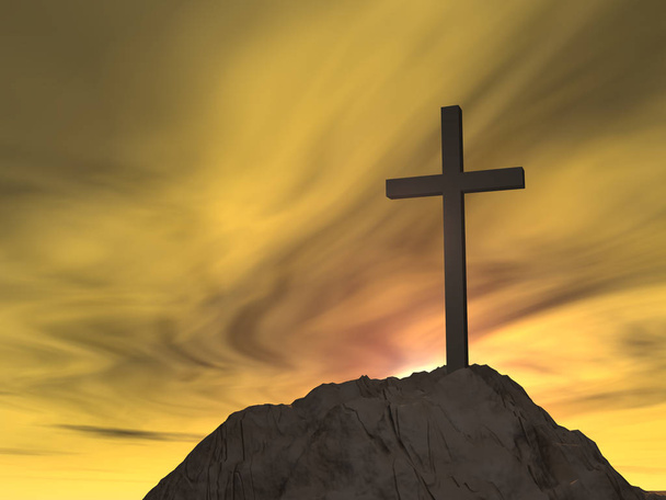 хрест форми на небі заходу сонця
 - Фото, зображення