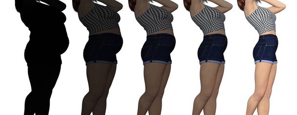 Übergewicht gegen schlanke junge Frau - Foto, Bild
