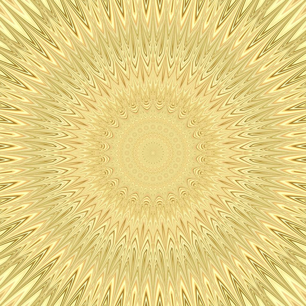 Sárga mandala nap robbanás fraktál háttér - körkörös vector design pattern ívelt csillagtól - Vektor, kép