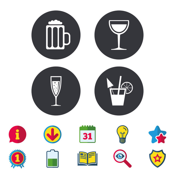 Alcoholic drinks signs - Vector, imagen