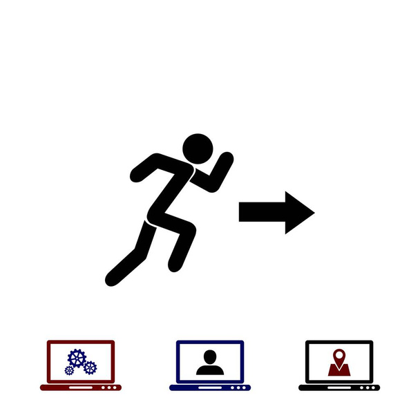  τρέχει ο άνθρωπος σχήμα και κατεύθυνση εικονίδιο βέλους - Διάνυσμα, εικόνα