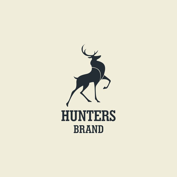 狩猟、鹿のシルエットのベクター デザインのロゴ - 写真・画像