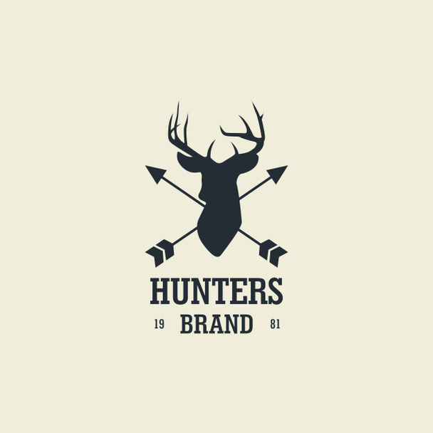 Κυνήγι, ελάφια σιλουέτα διανυσματική σχεδίαση λογότυπο - Φωτογραφία, εικόνα
