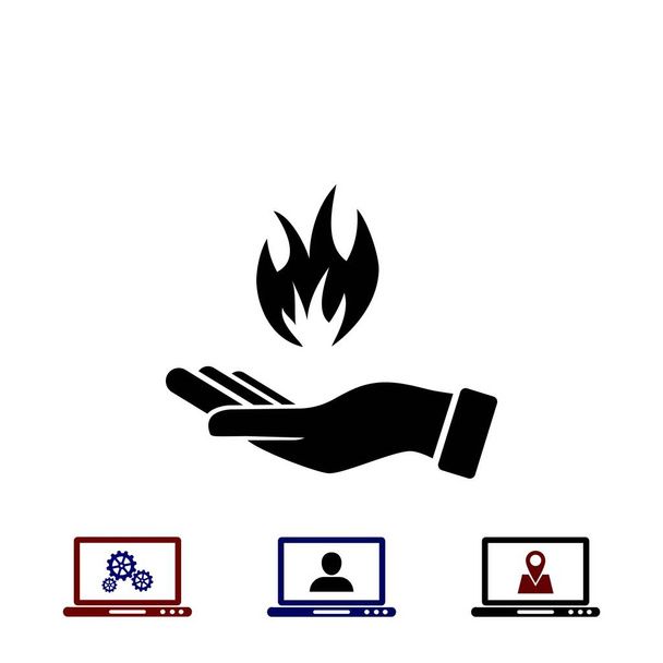 Mão segurando um ícone de fogo
 - Vetor, Imagem