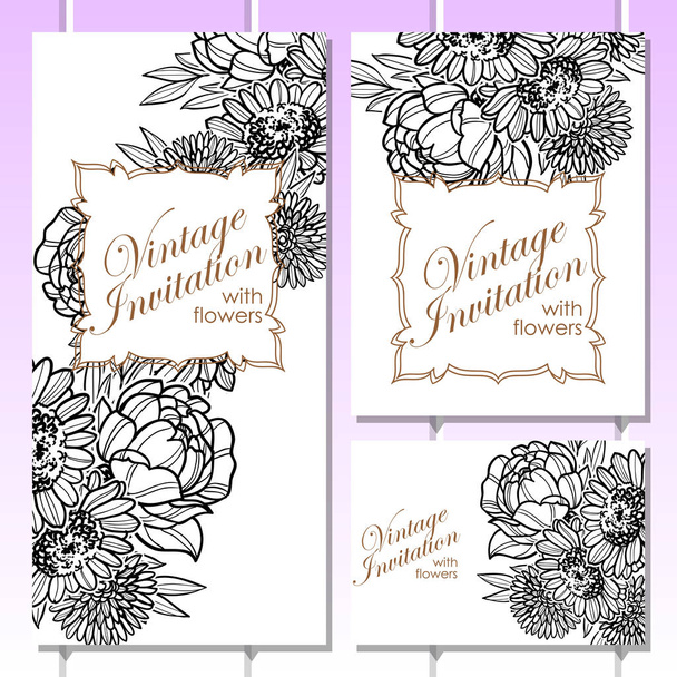 Vintage floral invitation card - Vektori, kuva