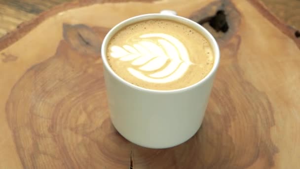 Close up of latte cup. - Footage, Video