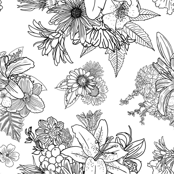 Floral seamless pattern wallpaper - Wektor, obraz